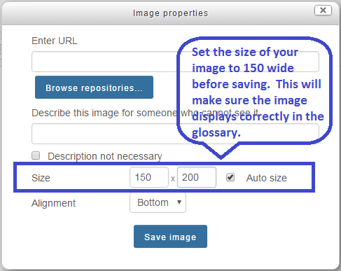 Set image width to 150 before saving.