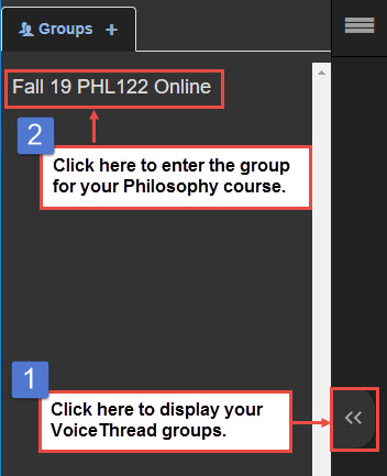 View your groups and open the Fall 19 PHL122 group.