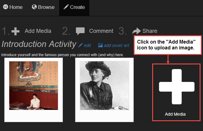 Click on the "Add Media" option to upload an image.